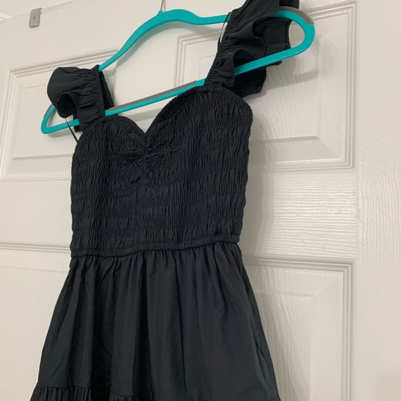 Black Smocked Midi Dress - Picture 7 of 10
